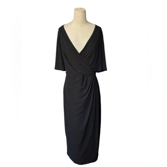 GIGI BLACK WRAP DRESS BY MAGGY LONDON - Picture 3 of 7